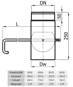 Szyber DARCO ⌀180mm z długą rączką